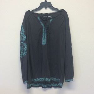 Como No? By Biz Mexican embroidered tunic blouse
